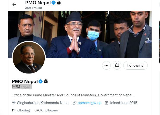 नियुक्त भएको तीन दिनपछि बल्ल ट्विटरमा राखियो नयाँ प्रधानमन्त्रीको प्रोफाइल तस्विर