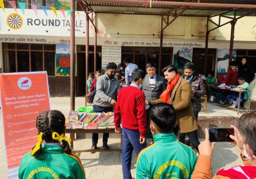 ‘Veda’ donates books to Shree Mahendra Saraswati Primary School
