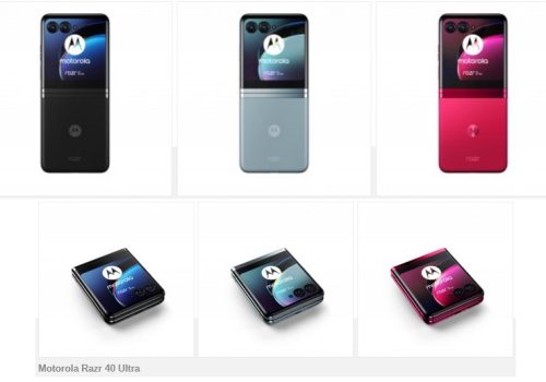 मोटोरोला रेजर ४० अल्ट्राको सबै तीन रंगहरू देखाउने आधिकारिक रेन्डर लीक