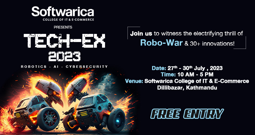 Tech-Ex 2023 happening from July 27th–July 30th at Softwarica College