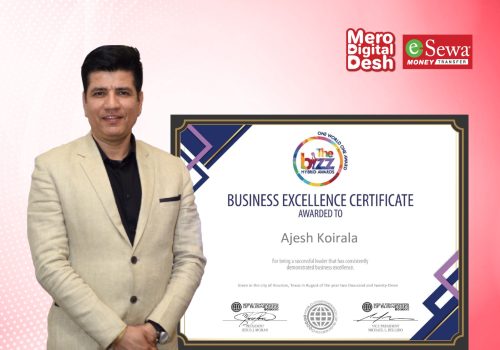 Esewa Money Transfer CEO, receives prestigious “Business Excellence Certificate”