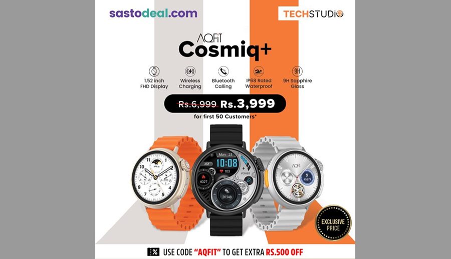 Sastodeal announces collaboration with TechStudio to bring Aqfit Cosmiq+ Smartwatch