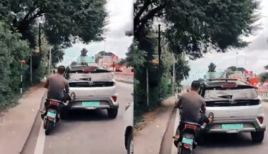 भारतमा बीच सडकमै टाटा नेक्सन ईभीको ब्याट्री सकियो, इलेक्ट्रिक स्कुटरले धकेलेको भिडियो भाइरल