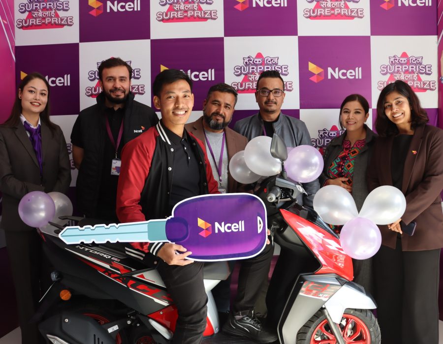 Ncell’s 7 lucky customers ride away with scooters as bumper prize winners