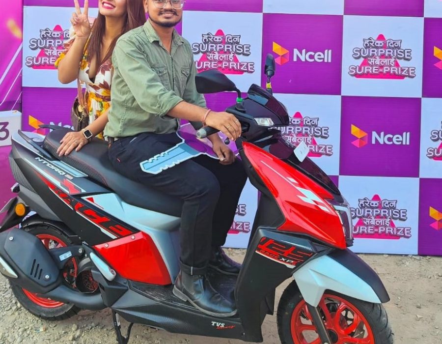 Ncell hands over scooter to 3 bumper prize winners