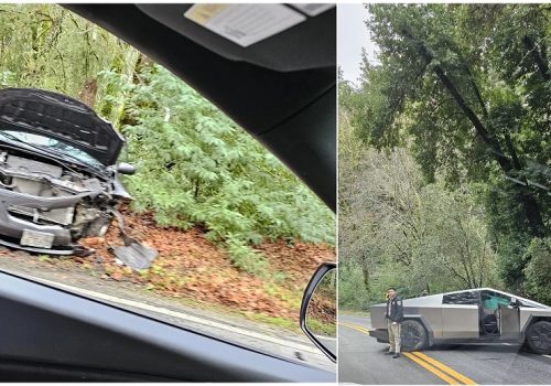 टेस्लाको साइबर ट्रक टोयोटा कोरोलासँग ठोक्कियो, चालक सामान्य घाइते