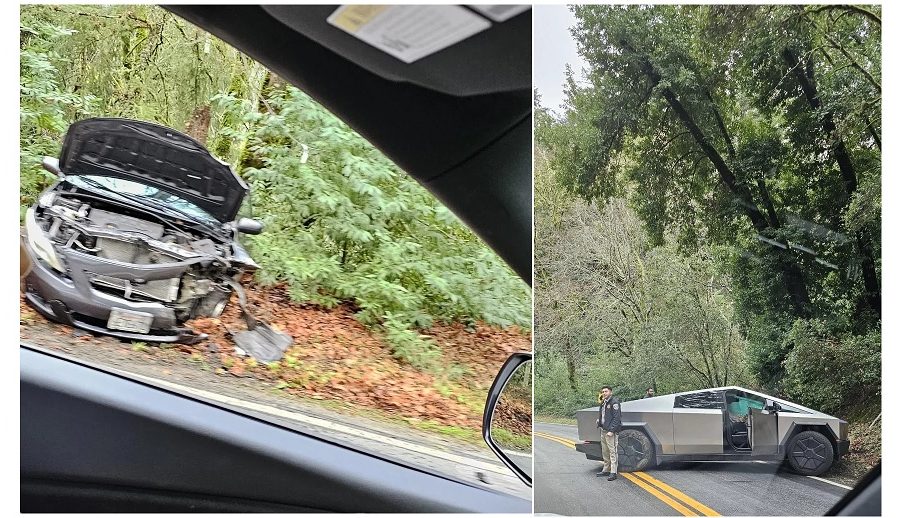 टेस्लाको साइबर ट्रक टोयोटा कोरोलासँग ठोक्कियो, चालक सामान्य घाइते