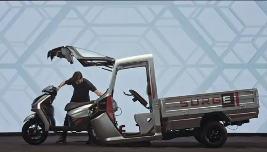 हिरोको अनौठो ईभी, ३ मिनेटमा थ्री ह्वीलरलाई टू ह्वीलरमा परिवर्तन गर्न सकिने