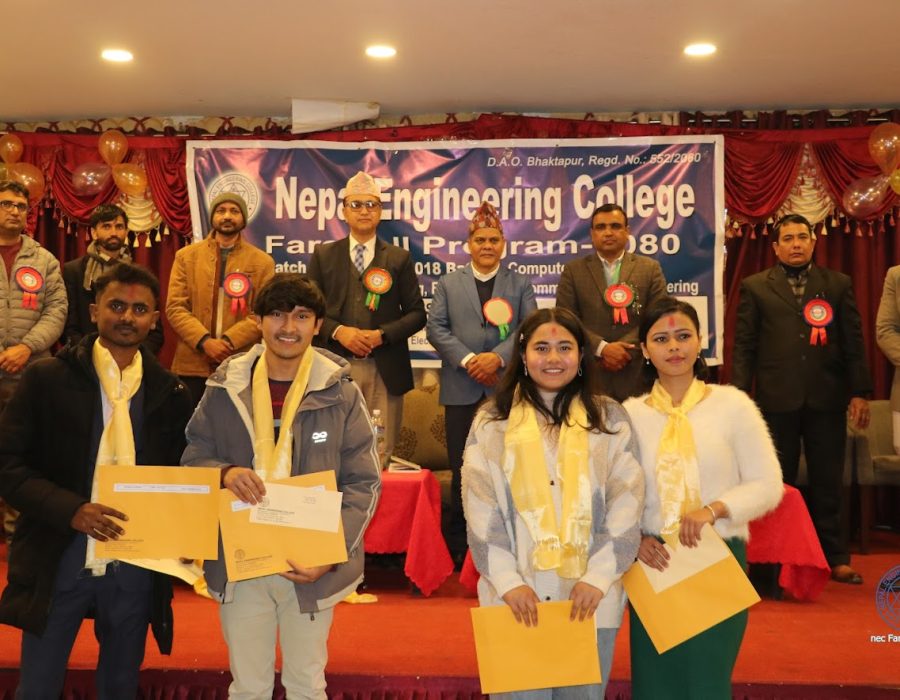 नेपाल इन्जिनियरिङ कलेजका चार विषयमा इन्जिनियरिङ गरेका विद्यार्थीहरुको विदाई