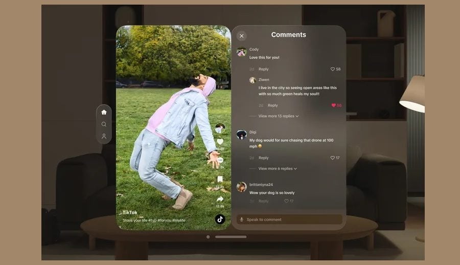 टिकटकको नेटिभ एप एप्पल भिजन प्रो को लागि उपलब्ध