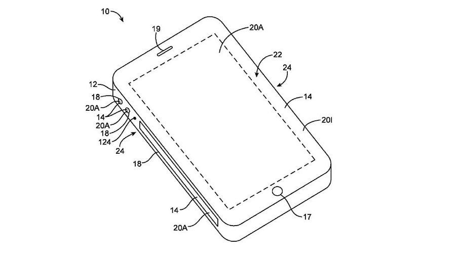 एप्पलको नयाँ पेटेन्टमा डिभाइस–एज डिस्प्लेको उल्लेख, आईफोन र आईप्याडको साइडमा टच बार