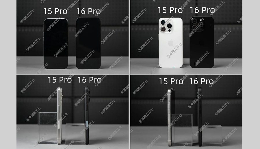 आईफोन १६ प्रो र आईफोन १५ प्रो बीच डिजाइन अपग्रेडहरूको भिन्नता देखाउने तस्बिर लीक