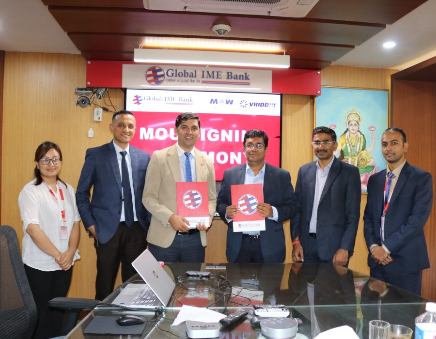 ग्लोबल आइएमई बैंक र एमएडब्लु वृद्धि मोटर्स तथा एमएडब्लु वृद्धि अटोकर्प बिच इभी कर्जा प्रवाहसम्बन्धी सम्झौता