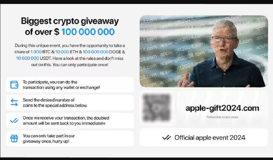 एप्पल इभेन्टमा ‘क्रिप्टोकरेन्सी गिभअवे’ को ‘स्क्याम’: डीफफेक भिडियो यु्ट्युबमा छ्याप्छ्याप्ती