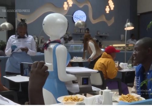 केन्याका रेष्टुरेन्टमा रोबोटले वेटरको काम गर्न थाले, मानिसको रोजगारी के होला?