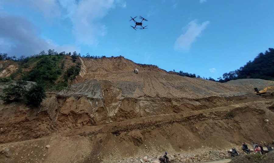 Drone being used to supply food in disaster-hit settlements in Kavre