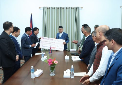 प्रधानमन्त्री दैवी प्रकोप उद्धार कोषमा ग्लोबल आइएमई बैंकसहित आइएमई ग्रुपको पाँच करोड सहयोग