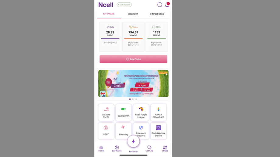 एनसेल एपमा आयो अपडेट, थपिए नयाँ सुविधाहरु