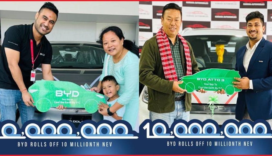 साईमेक्स इन्कले बीवाईडीको ३० औं वार्षिकोत्सव र विश्वव्यापी १ करोड एनईभी उत्पादनको अवसरमा नेपालभर गर्यो १०० युनिट डेलिभरी पूरा