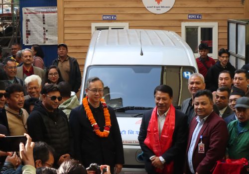 Chinese Embassy hands over EV to Chhatrapati Free Hospital