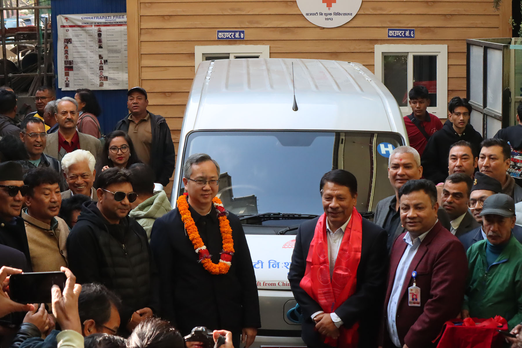 Chinese Embassy hands over EV to Chhatrapati Free Hospital