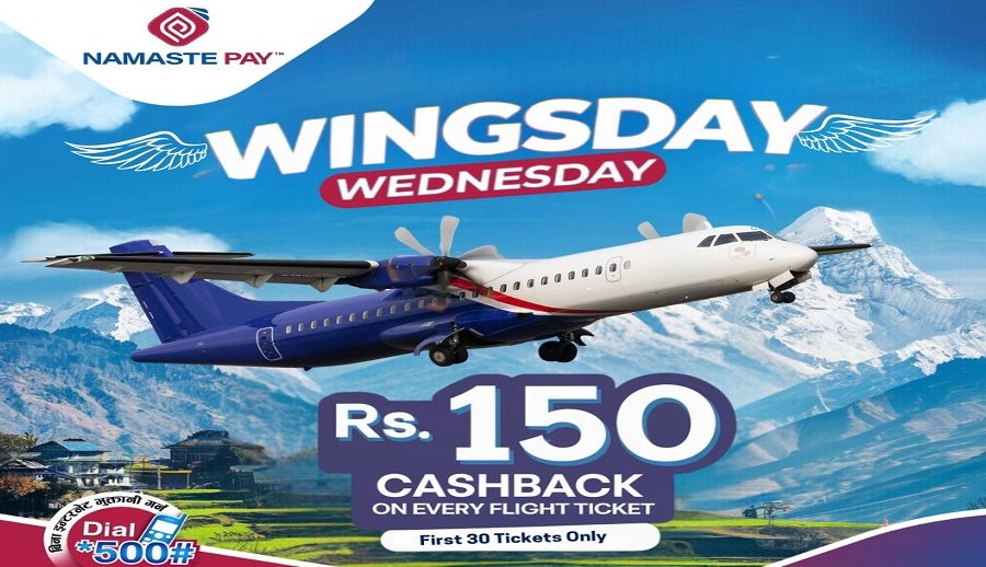 Up to NPR 150 cashback on flight tickets via Namaste Pay with exciting gifts