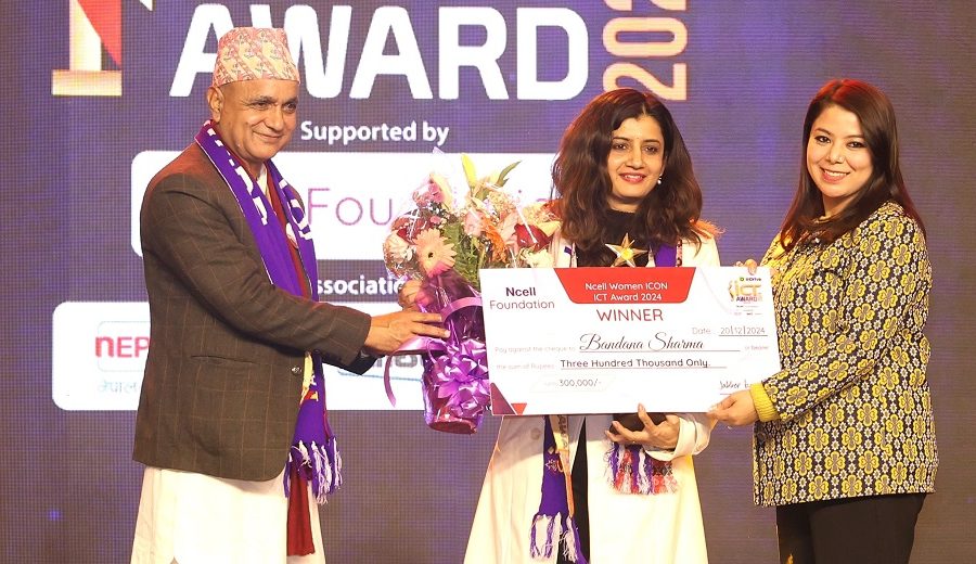 ‘एनसेल वुमन आइकन आइसिटी अवार्ड २०२४’ बन्दना शर्मालाई