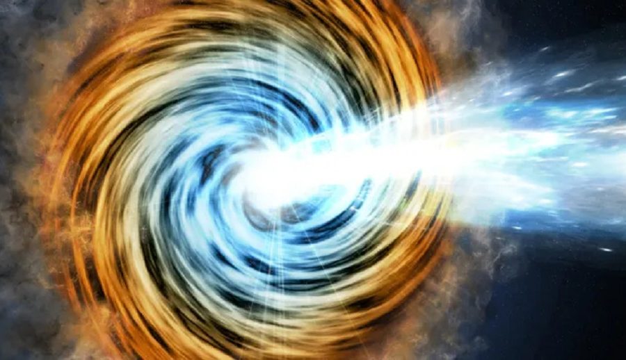 पृथ्वीबाट १२.९ अर्ब प्रकाश वर्ष टाढा देखियो पृथ्वीतर्फ उर्जाको किरण हुत्याउँदै गरेको विशाल ब्ल्याक होल