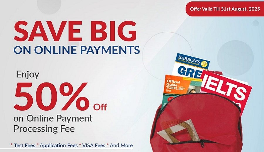 ग्लोबल आइएमई बैंकबाट वैदेशिक शिक्षा तथा भाषा परीक्षा शुल्क अनलाइन भुक्तानी गर्दा सेवा शुल्कमा ५० प्रतिशत छुट पाउने