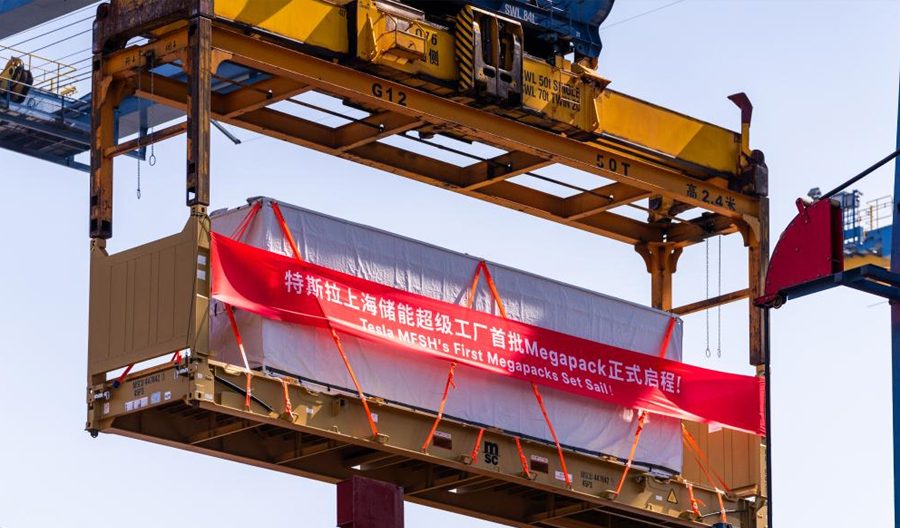 टेस्लाको सांघाई मेगाफ्याक्ट्रीले पहिलो पटक मेगाप्याक ब्याट्री निर्यात गर्यो