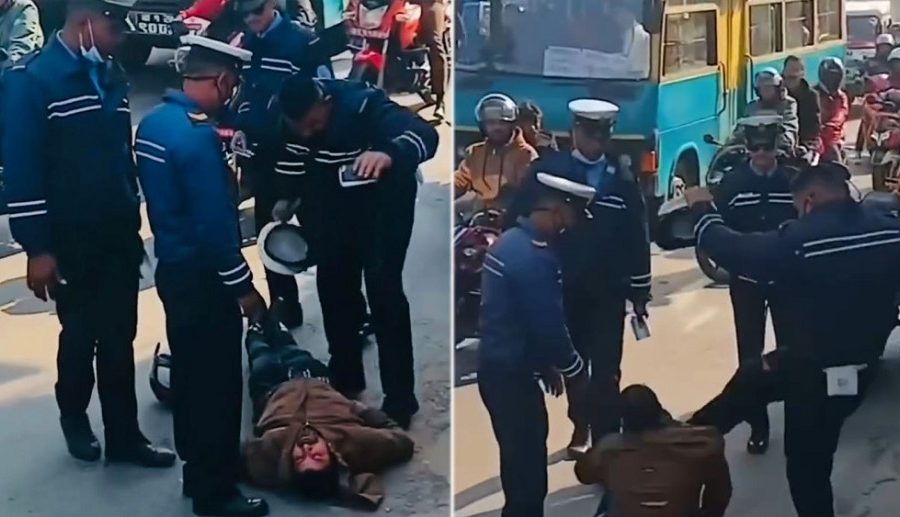 सामाजिक सञ्जालमार्फत भाइरल भिडियोमा ‘सर्वसाधारण कुट्ने’ चार जना ट्राफिक प्रहरी कारबाहीमा