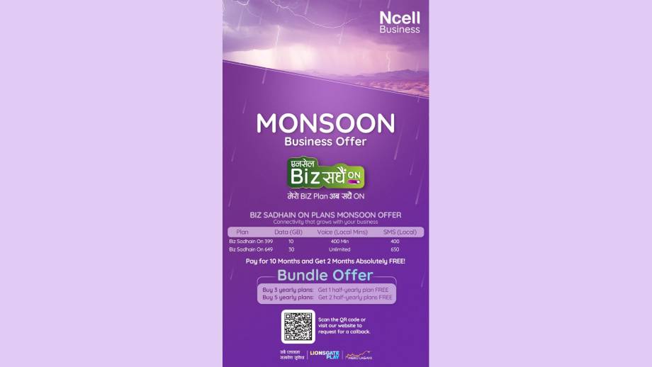 Ncell Biz Sadhain ON: Monsoon Business Offer with attractive discounts