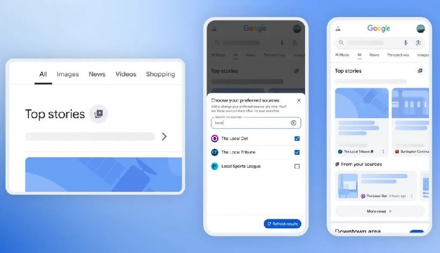 गुगल सर्चले मनपर्ने स्रोतहरूबाट थप सामग्री देखाउने