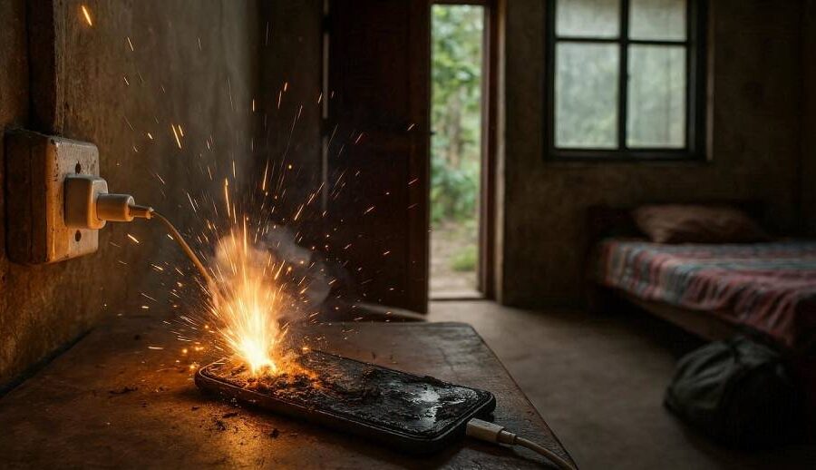 मकवानपुरमा चार्जमा राखेको मोबाइल पड्केर घरमा आगलागी