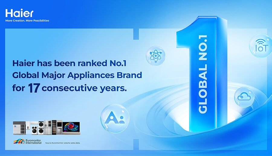 युरोमोनिटर इन्टरनेशनलको तथ्यांङ्कअनुसार हायर विश्वकै नम्बर १ होम एप्लायन्स ब्रान्ड बन्न सफल