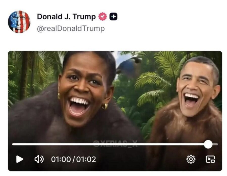 ओबामालाई बाँदरका रूपमा चित्रण गरेको भिडियो पोस्ट