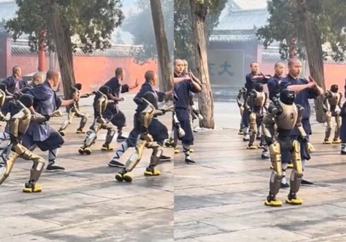 चीनमा भिक्षुहरुसँगै ह्युमनोइड रोबोटले पनि कुङ–फु तालिम लिँदै गरेको फुटेज भाइरल