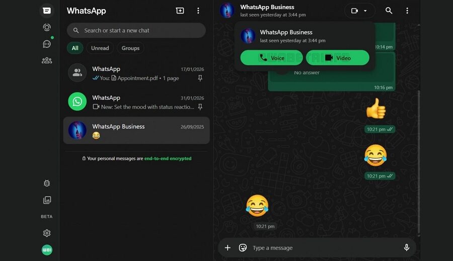 ह्वाट्सएप वेबमा भ्वाइस र भिडियो कल सेवा आउँदै