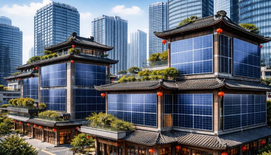 चीनको भवन पर्खालमा सौर्य प्यानलः कार्बन उत्सर्जन घटाउने पहल