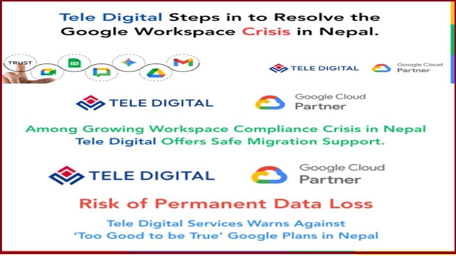 टेलि डिजिटल सर्भिसेसले आधिकारिक गुगल वर्कस्पेस योजनामा स्थानान्तरण गर्न सहयोग गर्ने