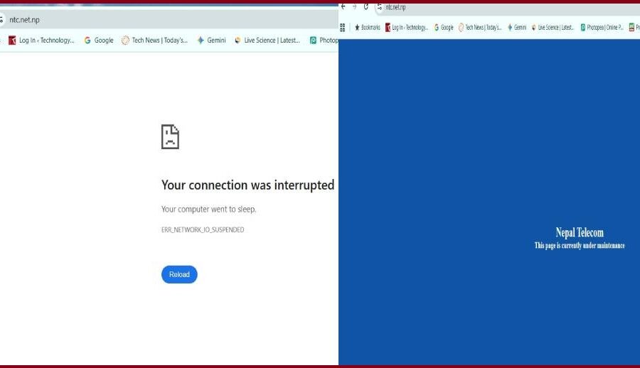नेपाल टेलिकमको वेबसाइट डाउन: कल, एसएमएस र डाटा सेवा भने सामान्य