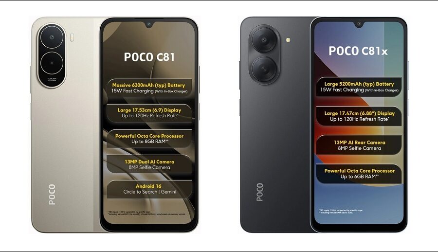 पोको सी८१ र सी८१एक्स लन्च गरियो; १२० हर्ज स्क्रिन र ६,३०० एमएएच ब्याट्री समावेश