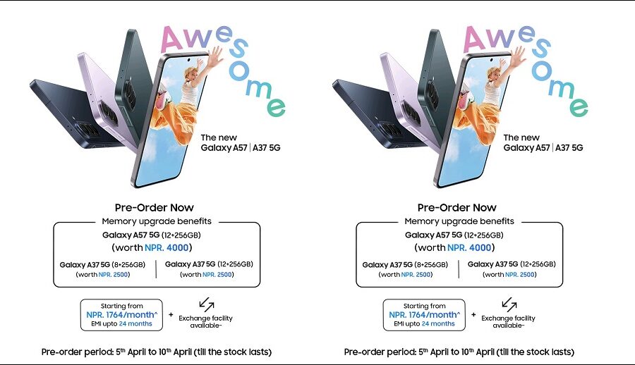 ग्यालेक्सी ए५७ ५जी र ग्यालेक्सी ए३७ ५जी सार्वजनिक गर्दै सामसङ नेपाल: प्रि–अर्डर सुरु