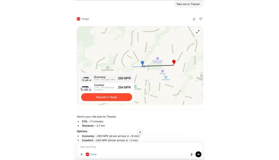 Yango Ride’s new ChatGPT integration enables in-chat trip planning in over 25 countries