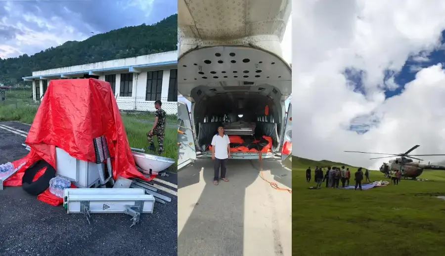 बडीमालिकामा टेलिफोन र इन्टरनेट विस्तारका लागि हेलिकप्टरमार्फत् पुर्याइयो नेपाल टेलिकमको सञ्चार उपकरण
