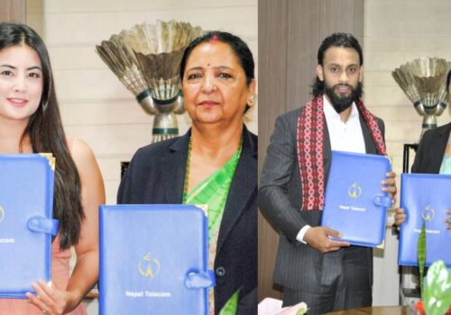 नेपाल टेलिकमको ब्रान्ड एम्बेसडरमा कुशल भुर्तेल र नीति शाह