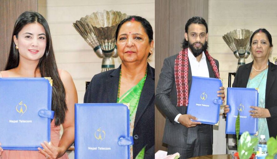 नेपाल टेलिकमको ब्रान्ड एम्बेसडरमा कुशल भुर्तेल र नीति शाह